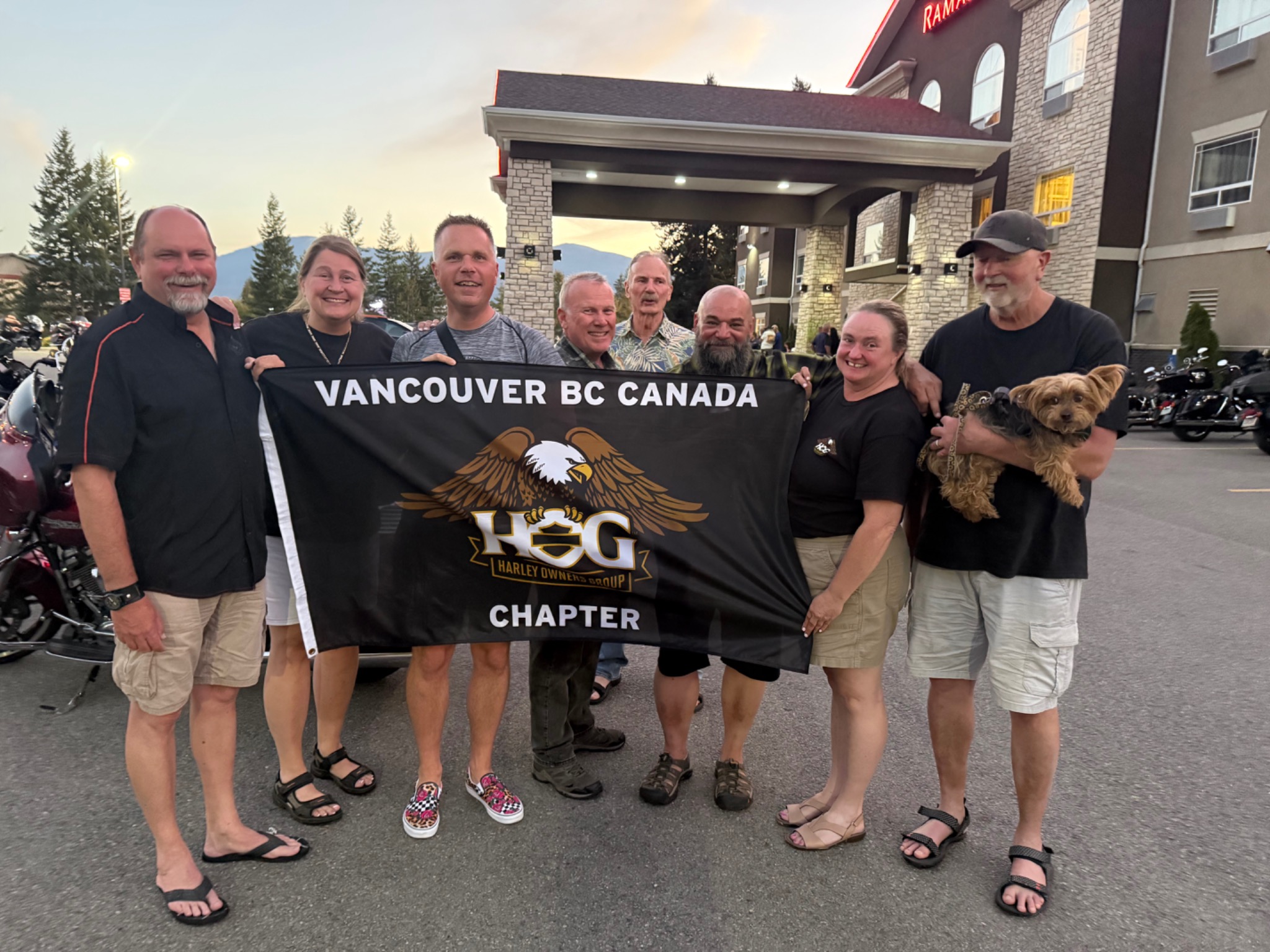 Vancouver HOG members gathered with their chapter banner